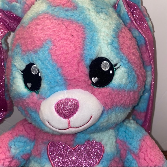 Build A Bear Spring Bunny Rabbit Blue Pink Tie Dye Pink Sparkly Ears Plush 17" - Picture 4 of 11